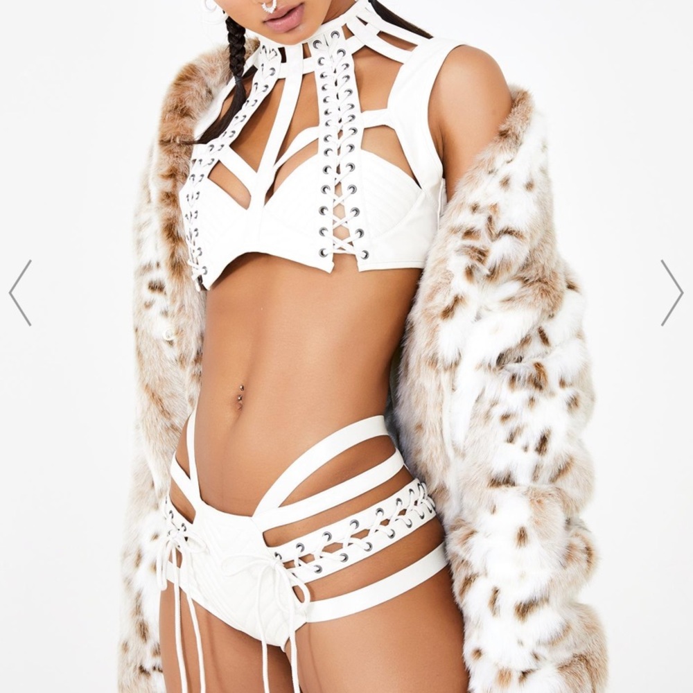 White leather “lunar rude awakening” lace set